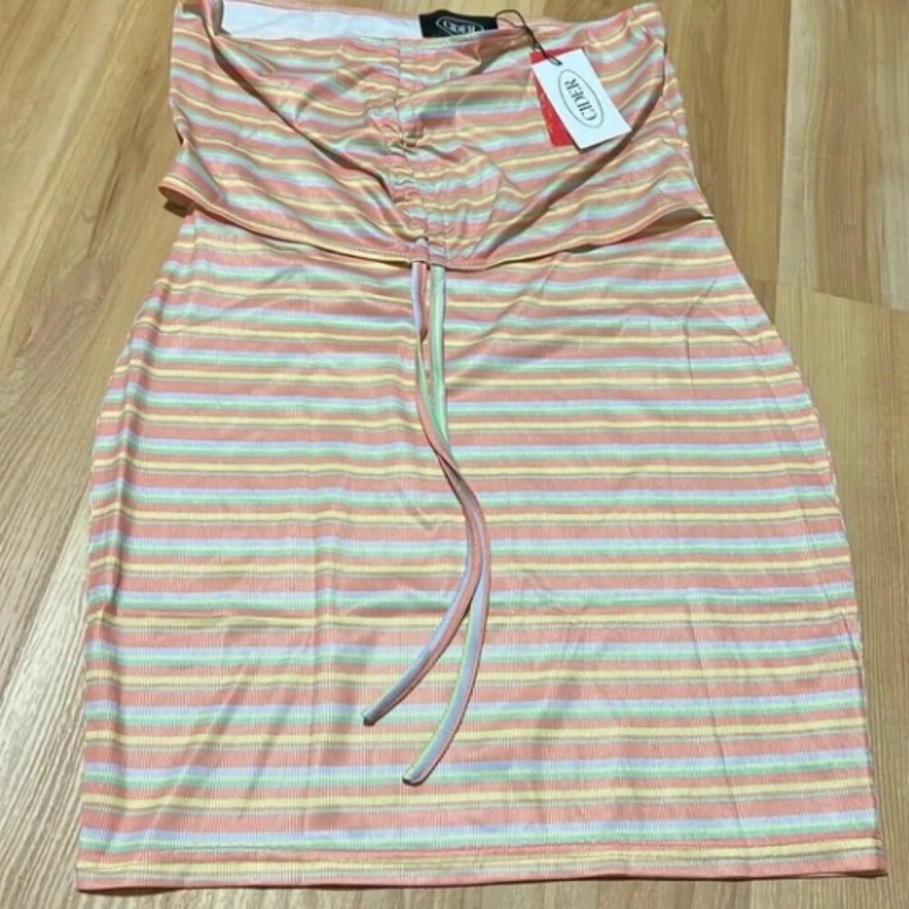 NWT Cider strapless striped dress